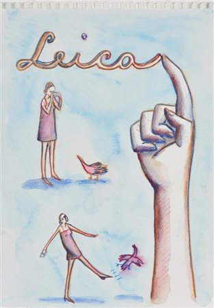 Giacomo Piussi LEICA acquerello e matita su carta, cm 29,5x21 titolato