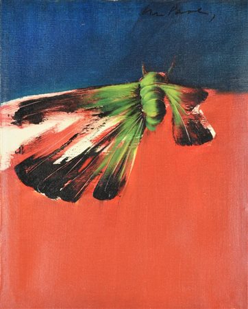 Pietro De Paolis FARFALLA olio su tela, cm 50x40 sul fronte: firma