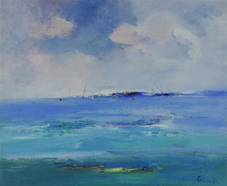 Pericle Stromillo LA PUNTA DI CAPO MISENO olio su tela, cm 50x60 sul fronte:...