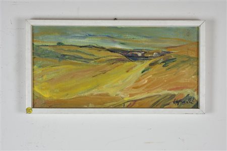 Renata Giusiana RICORDO D'OLANDA olio su tela, cm 26x50 sul fronte: firma e...