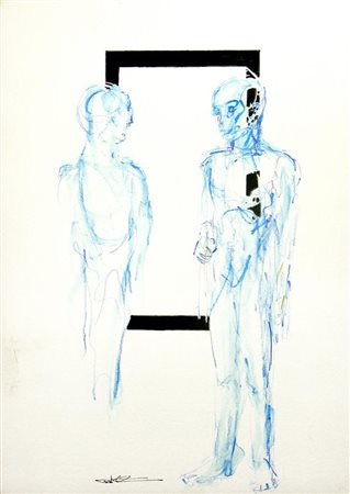 Cristiano Quagliozzi FIGURE tecnica mista su carta, cm 36x25 firmato sul...