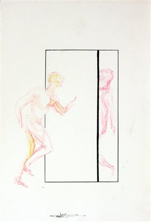 Cristiano Quagliozzi FIGURE tecnica mista su carta, cm 36x25 firmato sul...