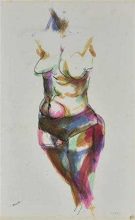 Morelli NUDO FEMMINILE tecnica mista su carta, cm 70x45 sul fronte: firma e...