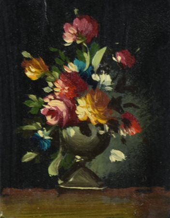 Anonimo LOTTO COMPOSTO DA 5 NATURE MORTE olio su cartone, cm 9x7 ciascuna (5)