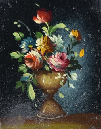 Anonimo LOTTO COMPOSTO DA 4 NATURE MORTE olio su cartone, cm 9x7 ciascuna (4)