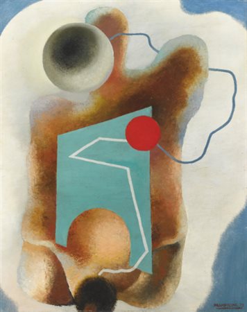 ENRICO PRAMPOLINI 1894 - 1956 ITINERARIO PLASTICO signed and dated 29, oil on...