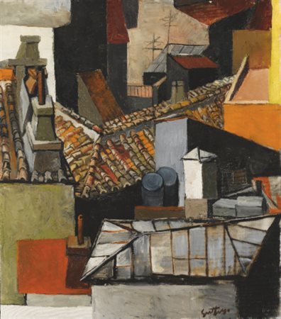 RENATO GUTTUSO 1912 - 1987 TETTI DI ROMA signed; signed and dated 64 on the...
