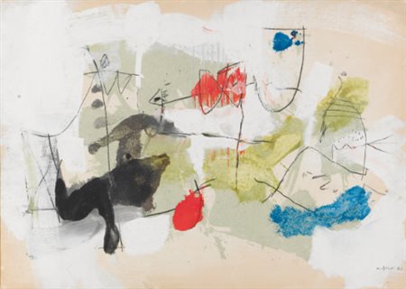 AFRO 1912 - 1976 SENZA TITOLO signed and dated 62, oil and gouache on paper...