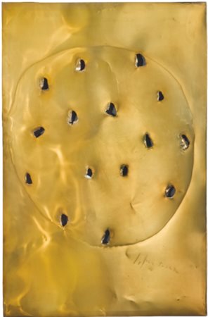 LUCIO FONTANA 1899 - 1968 CONCETTO SPAZIALE signed, lacerations and graffiti...