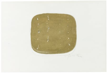 LUCIO FONTANA 1899 - 1968 CONCETTO SPAZIALE signed, gold gouache, ink, holes...