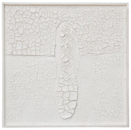 ALBERTO BURRI 1915 - 1995 BIANCO CRETTO signed on the reverse, acrovinyl on...