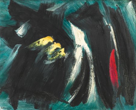 GÉRARD SCHNEIDER 1896-1986 SENZA TITOLO signed and dated 1958, oil on canvas...