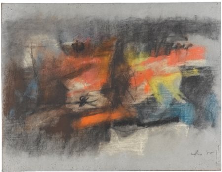 AFRO 1912 - 1976 SENZA TITOLO signed and dated 56, pastel and charcoal on...