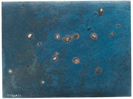 GIULIO TURCATO 1912-1995 SUPERFICIE LUNARE signed, oil and sand on foam...