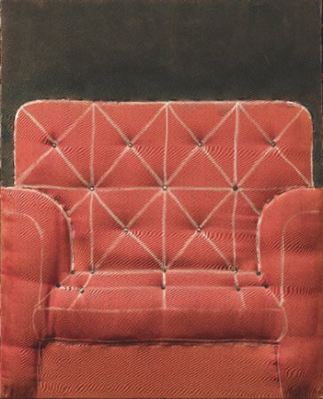 CESARE TACCHI N. 1940 POLTRONA SU RASO ROSSO signed, titled and dated 1965 on...