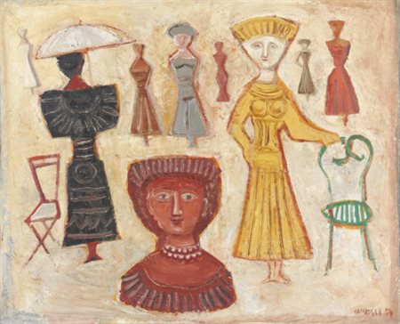 MASSIMO CAMPIGLI 1895 - 1971 PROMENADE signed and dated 54, titled on the...