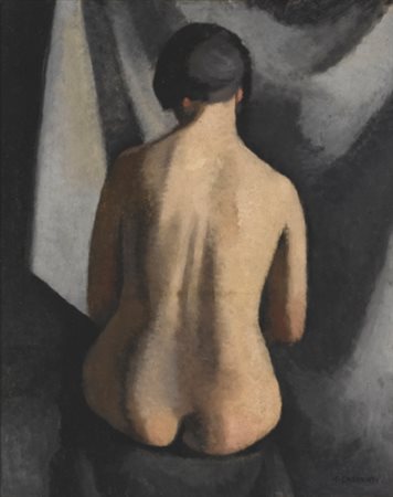 FELICE CASORATI 1883-1963 NUDO DI SCHIENA signed, oil on panel. Executed in...