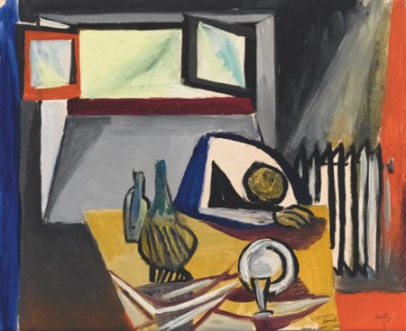 RENATO GUTTUSO 1912-1987 INTERNO signed, dedicated and dated Roma - Agosto...