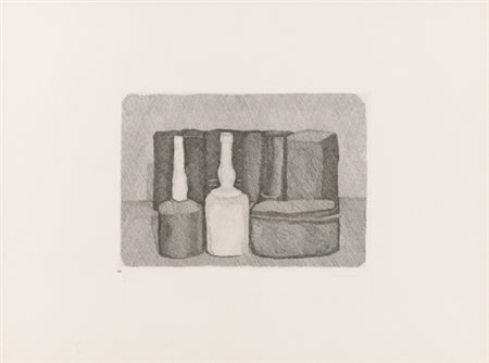 GIORGIO MORANDI 1890 - 1964 NATURA MORTA CON NOVE OGGETTI signed, numbered...