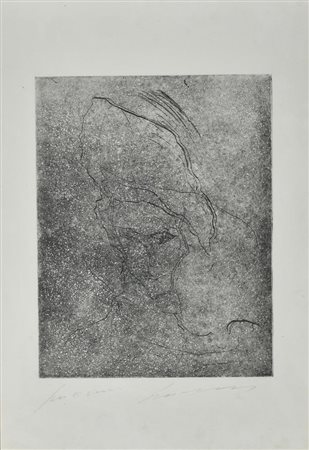 Ernesto Treccani SENZA TITOLO incisione su carta, cm 50x35 (lastra cm 32x25)...