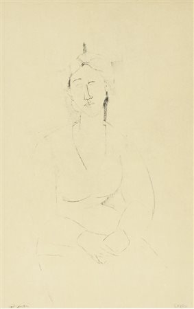 Amedeo Modigliani RITRATTO FEMMINILE, 1916 litografia su carta, cm 48x34...