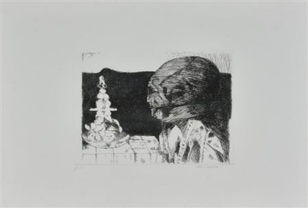 Carlo Bertè SENZA TITOLO incisione su carta, cm 35x50 (lastra cm 17,5x25)...