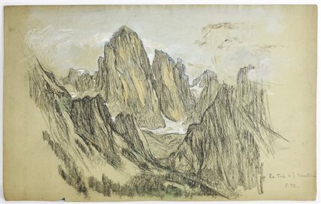 Edoardo Rubino LA TALE DI SAN MARTINO tecnica mista su carta, cm 31,5x48...