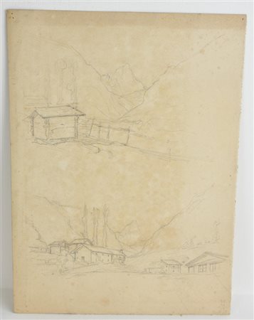 Edoardo Rubino PAESAGGI ALPINI matita su carta, cm 34x24 L'opera presenta...