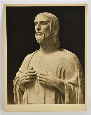 FOTOGRAFIA in bianco e nero raffigurante scultura di Cristo, cm 24x18 al...