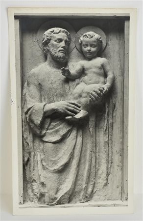 FOTOGRAFIA in bianco e nero raffigurante bassorilievo con Giuseppe e il...
