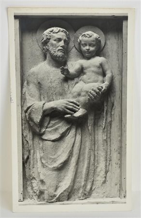 FOTOGRAFIA in bianco e nero raffigurante bassorilievo con Giuseppe e il...