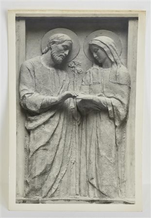 FOTOGRAFIA in bianco e nero raffigurante bassorilievo con Sposalizio di...