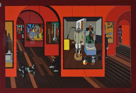Ugo Nespolo AL MUSEO serigrafia su cartoncino, cm 68x98 esemplare 19 su 250...