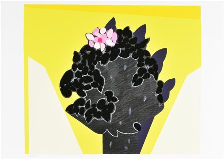 Concetto Pozzati VASO CON FIORI serigrafia su carta, cm 50x70 esemplare 110...