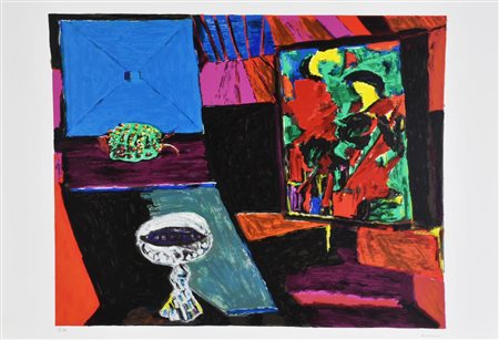 Bruno Cassinari SENZA TITOLO litografia su carta, cm 50x70 esemplare P.A. sul...