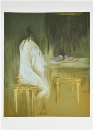 Giuseppe Ajmone SENZA TITOLO litografia su carta, cm 70x50 esemplare 96 su...