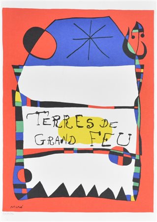 Joan Mirò TERRE DEI GRANDI FALO', 1955 litografia su carta, cm 48x34...