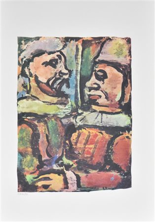 Georges Rouault FIGURE DEL CIRCO, 1943 litografia su carta, cm 48x34...
