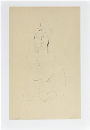 Amedeo Modigliani RITRATTO FEMMINILE, 1916 litografia su carta, cm 48x34...