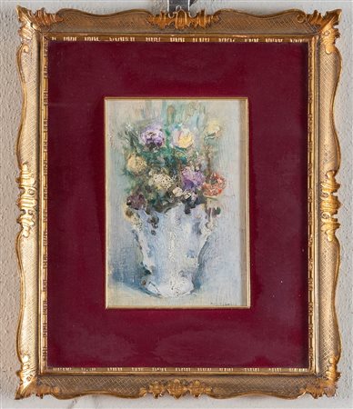 NORMA MASCELLANI (Bologna 1909 - 2009). 'Vaso di fiori'. Olio su tavola. H....