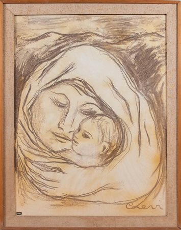 CARLO LEVI (Torino 1902 - Roma 1975). 'Maternità'. Tecnica mista su carta. H....