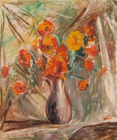 ERCOLE DREI (Faenza 1886 - Roma 1973). "Natura morta'. Olio su tela. H. Cm...