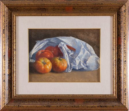 DINO BOSCHI (Bologna 1923 - 2015). 'Natura morta', 1989. Olio su tela. H. Cm...