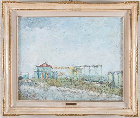 NORMA MASCELLANI (Bologna 1909 - Bologna 2009). 'Bagni'. Olio su faesite. H....