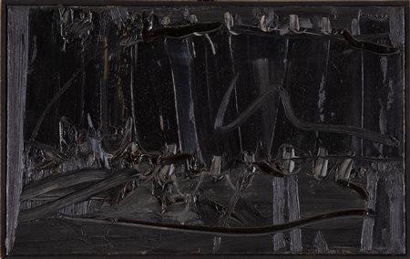 PIERO RUGGERI (Torino 1930). 'Nero', 1989. Olio su tela. H. Cm 25x40. Opera...