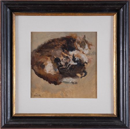 ALFREDO PROTTI (Bologna 1882 - Bologna 1949). 'Gattini'. Olio su tela. H. Cm...