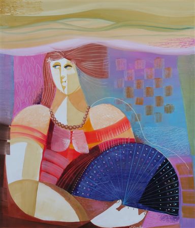 DI CARLO VITTORIO, "Donna con ventaglio"