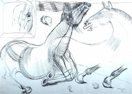 CASSINARI BRUNO, "Studio di cavallo", 1974