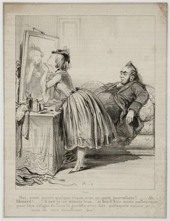 Sulpice Chevalier detto Gavarni Il marito geloso, metà '800 litografia...