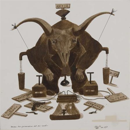 Max Marra Trasformazione del n/s secolo, 1994 tecnica mista su carta...